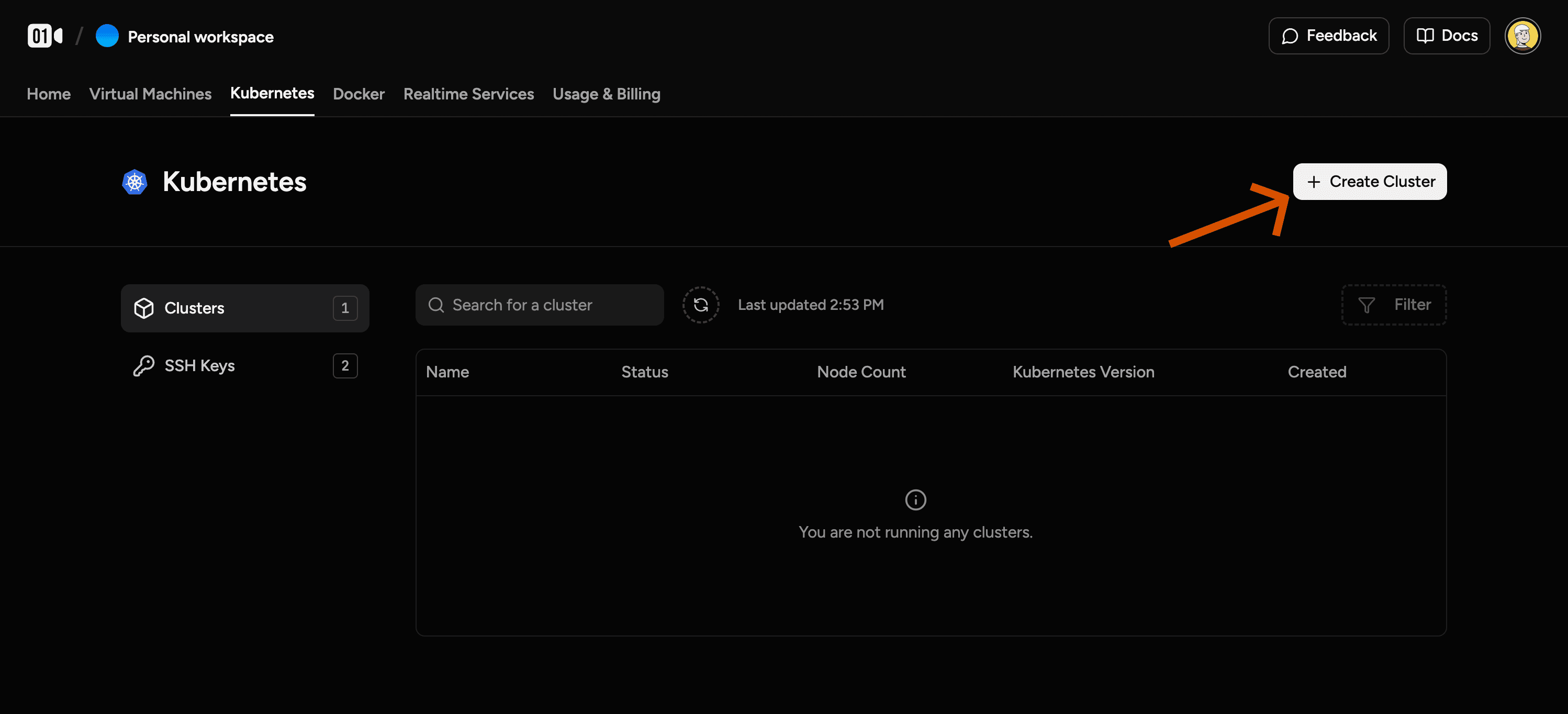 Create cluster