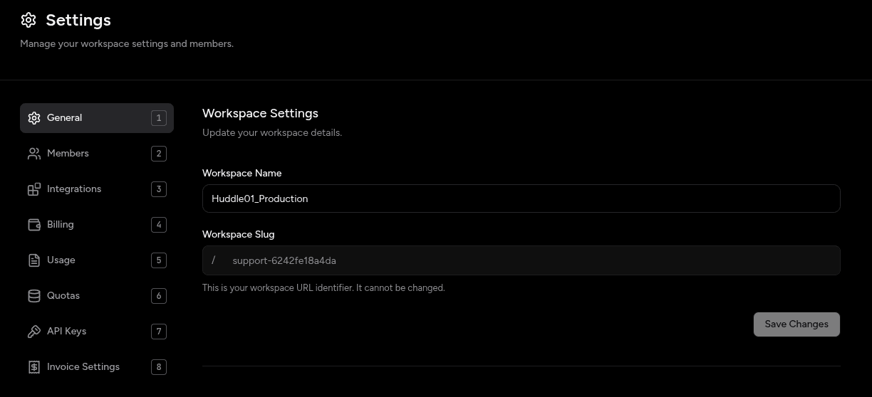 Workspace Settings